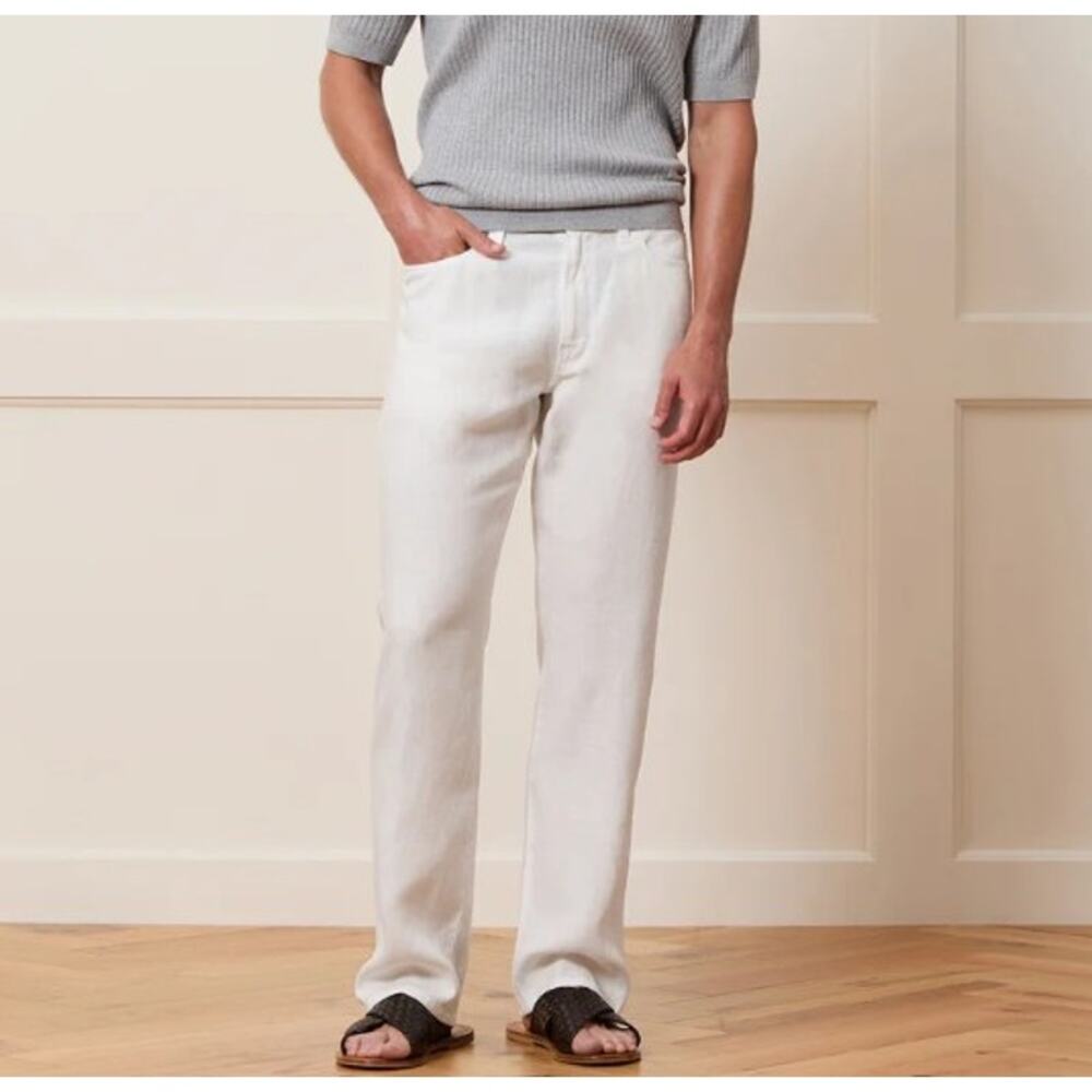 Todd Snyder NWT White Vintage Straight Fit 5-Pocket Linen Pants Men's 33/32 - Picture 2 of 14